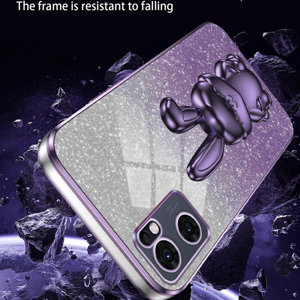 For Oppo Reno7 5G (Global) Case Electroplating PC+TPU Phone Cover with Pull-out Kickstand