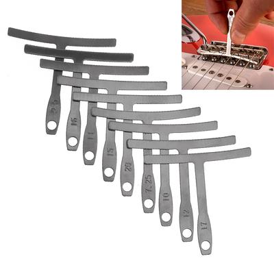 9 Stück Edelstahl-Gitarren-Untersaiten-Radiusmessgeräte, Gitarrenbauer-Werkzeuge für die Einstellung des Stegsattels