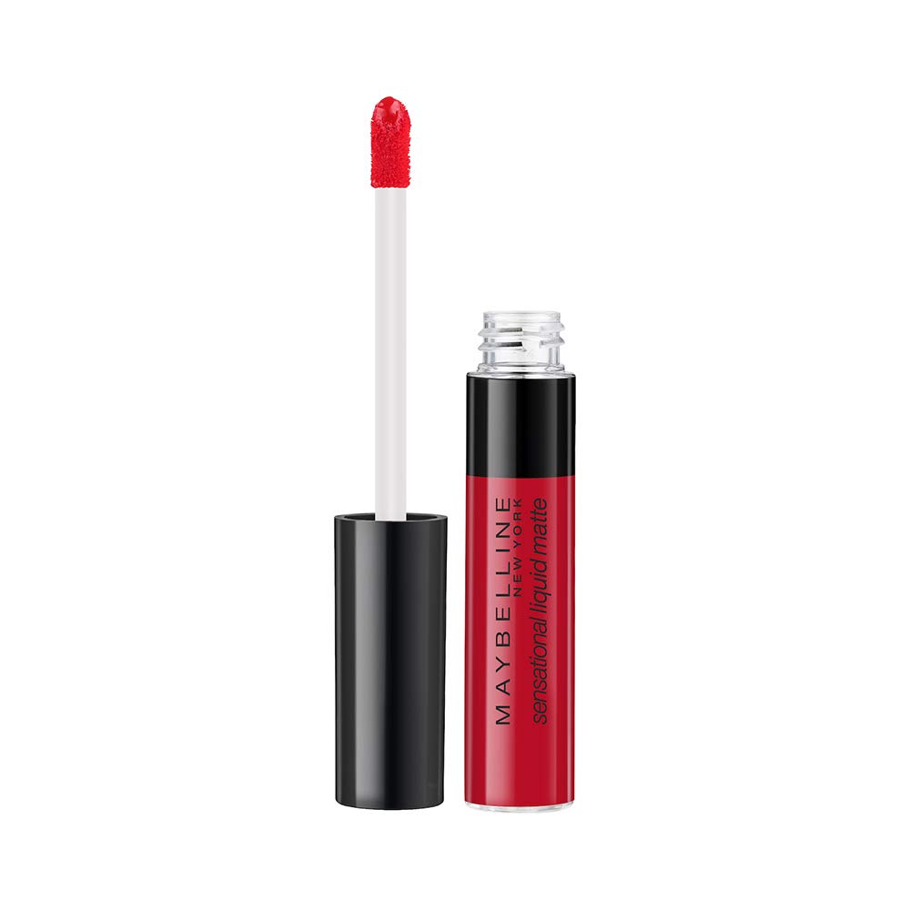 Maybelline New York Sensational Liquid Matte Lipstick 03 Flush It Red 7ml Lightweight Non-Sticky Non-Drying