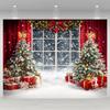 Christmas Tree Window Scene Backdrop Xmas Decoration Background Winter Backdrop Decorations For Photo Studio Photo Booth Christams Party