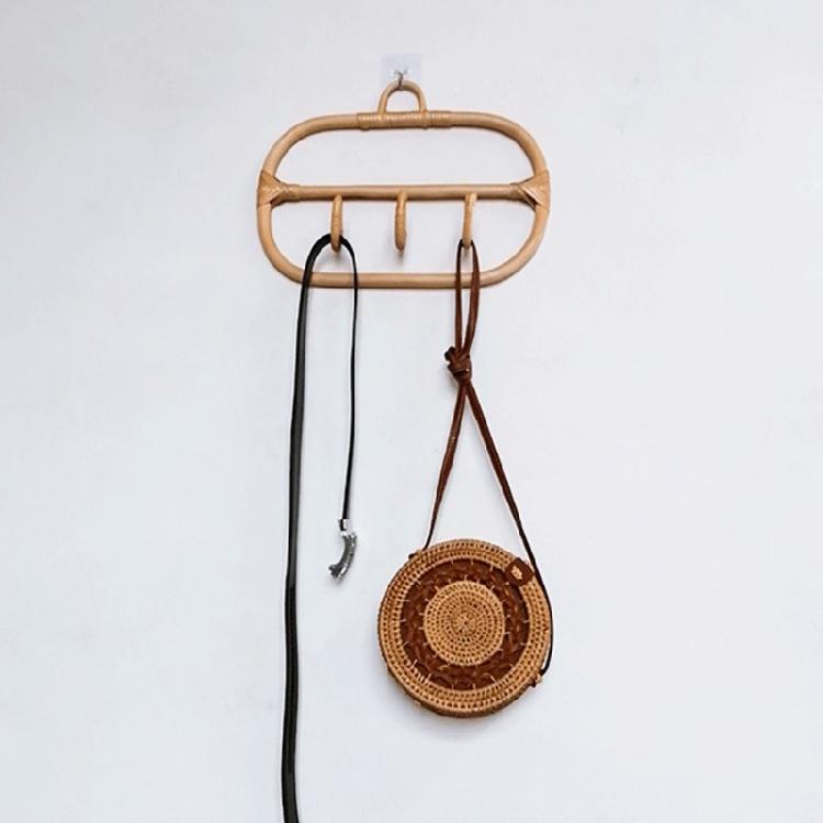 Natural Rattan Clothes Drying Rack with Clips Sockings Towels Diapers Bra Racks