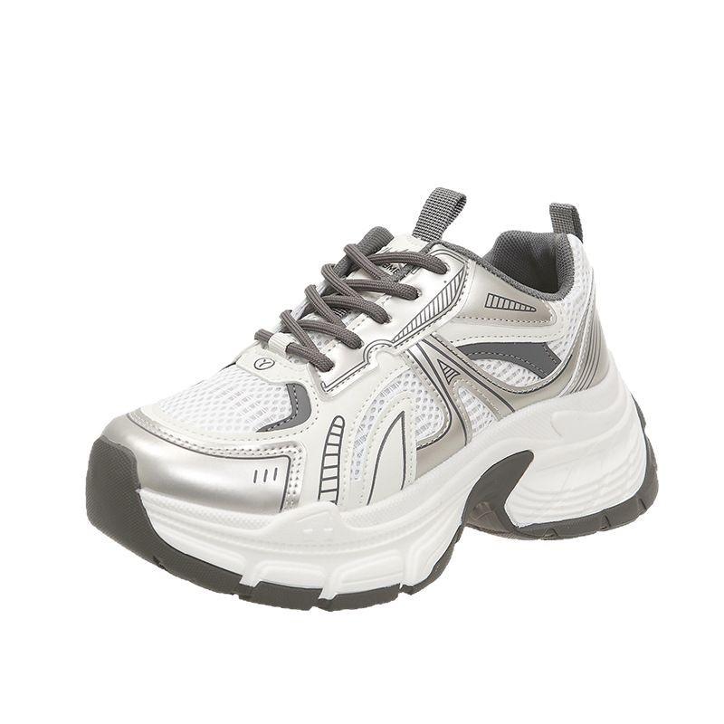 Thick-soled dad shoes women's spring and autumn 2025 new versatile small muffin thick-soled heightening casual sports shoes trend