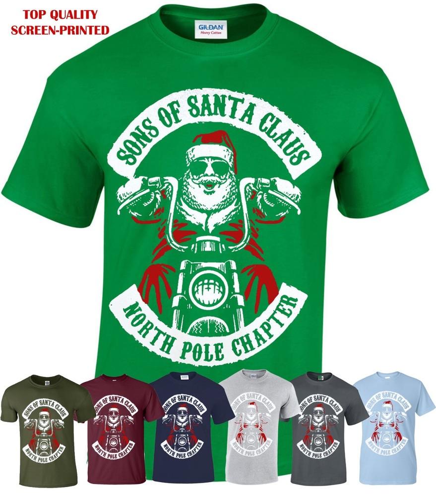 Sons Of Santa Men T-shirt Funny Biker December Fancy Christmas Gift Xmas Top