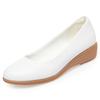 Wedge Heel Leather Comfortable Work Leather Shoes White Women's Beauty Salon Professional Shoes Dress Comfortable Work Not Tired Feet Single Shoes