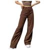 Women’s Solid Mid Waisted Wide Leg Pants Straight  Casual Baggy Trousers