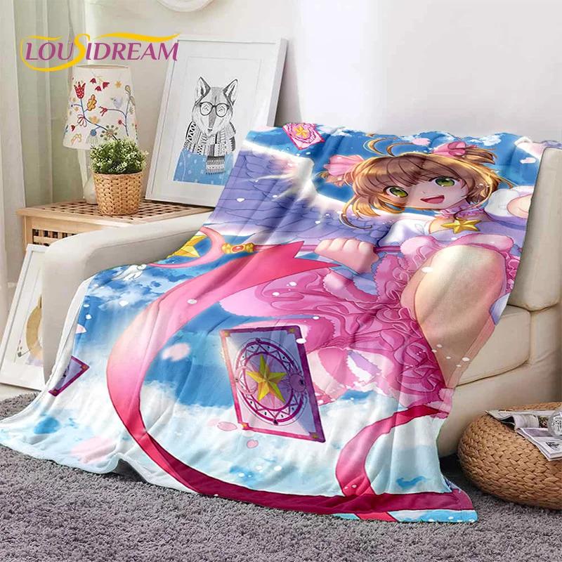 Cartoon Cute Sakura Card Captor Girl Soft Blankets,Keep Warm Throw Blanket Comfortable Blanket for Picnic Beds Sofa Home Bedroom