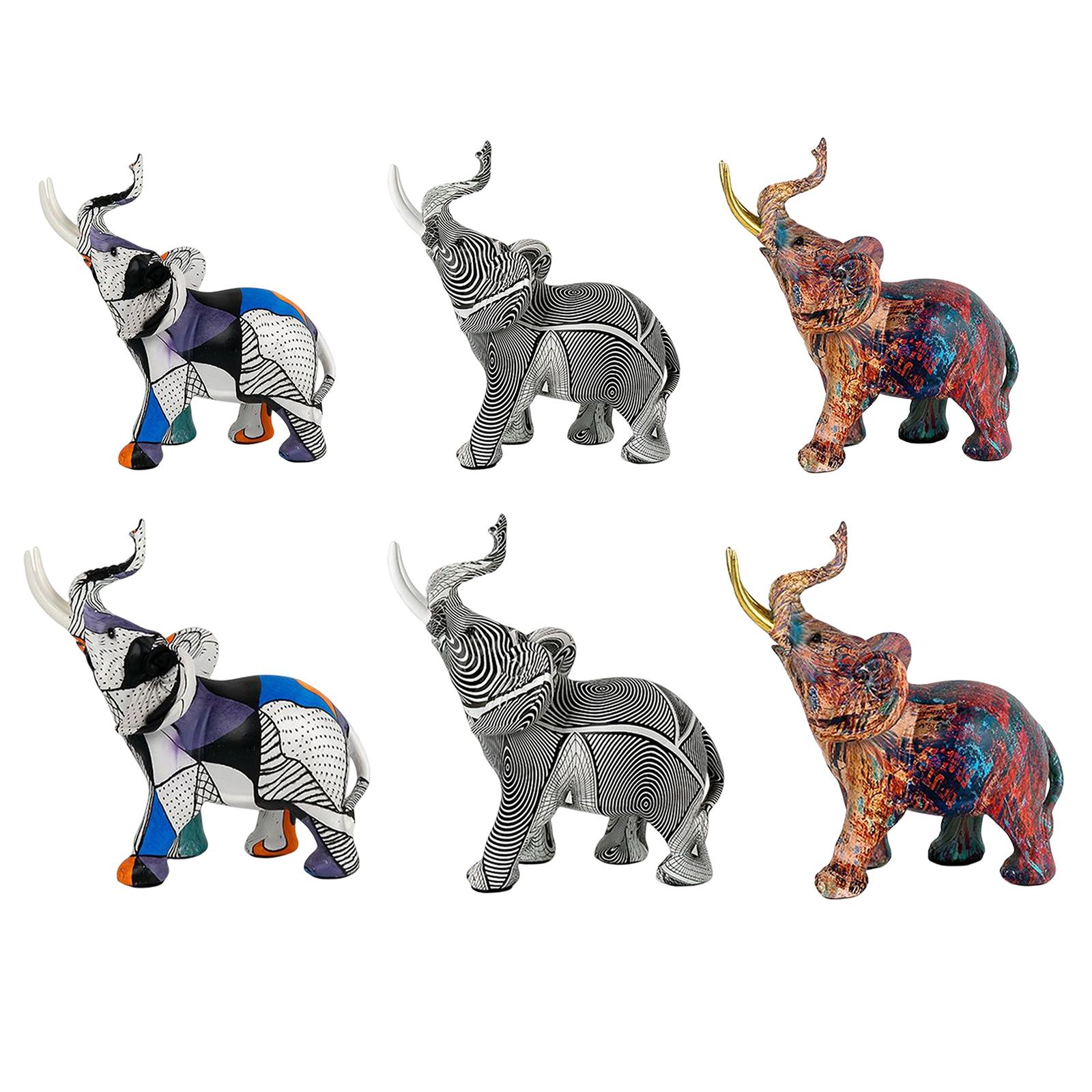 

Resin Elephant Statue Desktop Ornaments Graffiti Handicrafts for TV Wine Cabinet
