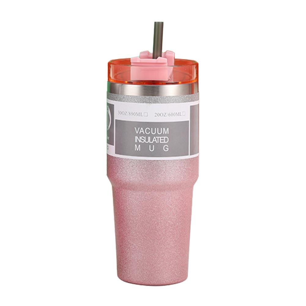 20/30oz Vacuum Insulated Cup with Straw Double-Layer Insulated Cup Stainless Steel Coffee Car Cup Cold Hot Mugs Vacuum Flask