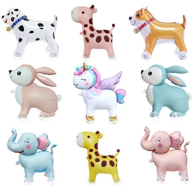 Cartoon Animal Wheeled Foil Balloons for Kids - Perfect for Outdoor Events & Mall Displays
