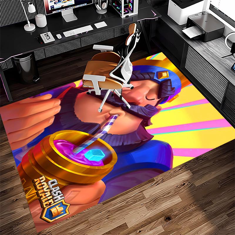 1pc Clash Royale Print Area Rug - Soft, Washable Non-Slip Indoor Mat for Office Chairs, Living Room, Home Office Decorative Rug