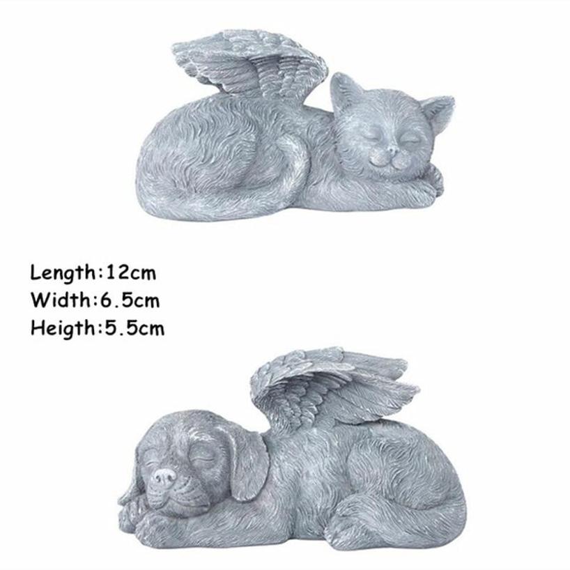 1 Pcs Resin Angel Dog Cat Statue Garden Decor Puppy Tombstone Sculpture Ornaments Gifts for Yard Home Decoration