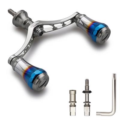 HEIGHTEN Reel Handle Aviation Aluminum Shimano Daiwa Universal Spinning Reel for Arch Aurora V3.0 80/98mm (Gunmetal, 80mm) (497)