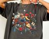Birds and Flowers Graphic T-Shirt, Scandi Folk Art Tee, Oversized Fit