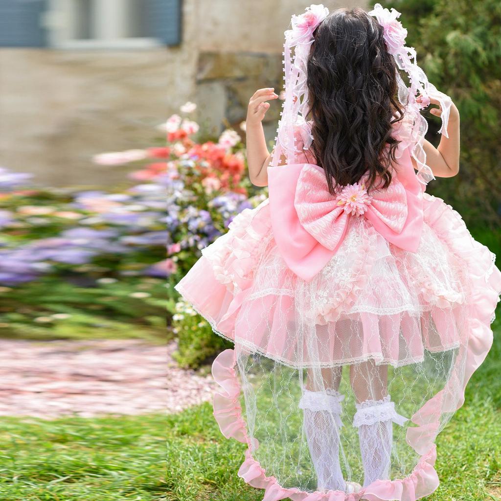 2026 Summer Flower Princess Lolita Dress for Girls - Birthday and Performance Outfit