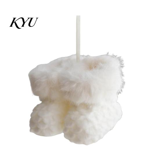 Holiday Stocking Gift Tag Soft Plush Christmas Boot Ornament, Decorative Knitted Party Photo Props Hanging Pendant for Xmas Tree, Decor Woolen