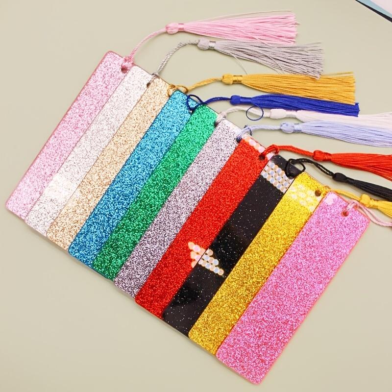 1 pezzo di Segnalibro Acrilico Glitterato Vuoto, Ornamento Fatto a Mano DIY, Incollato con Cartoncino Logo Le e Etichetta Libro, Regalo Perfetto per Amici