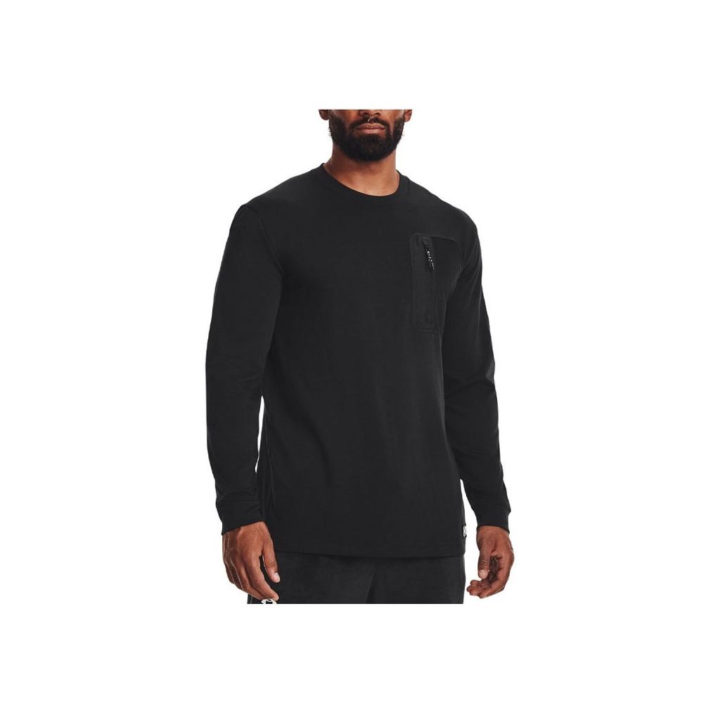 Under Armour Solid Color Crew Neck Pullover Printed Shoulder T-Shirt Men T-Shirts Black 1373876-001