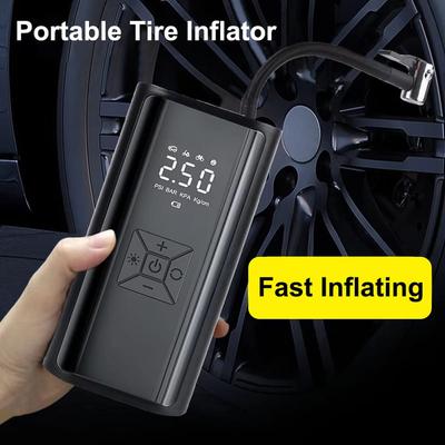 New Digital Air Pump with LED Light Outdoor Wireless Tire Inflator Air Compressor Portable Tire Pressure Gauge LCD Display 150PSI 120W