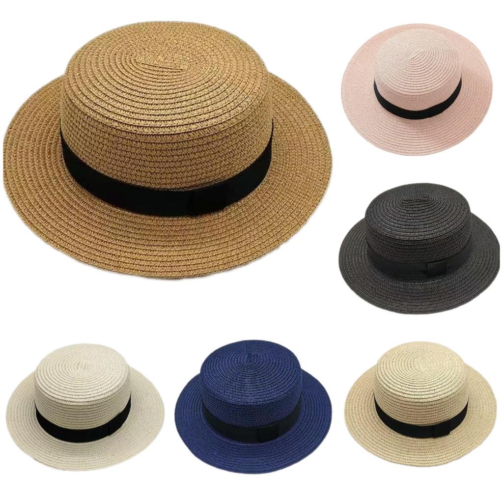 Korean Summer Men's and Women's Top Hats Straw Hats Sunshade Sunscreen Hats Beach Vacation Travel Hat