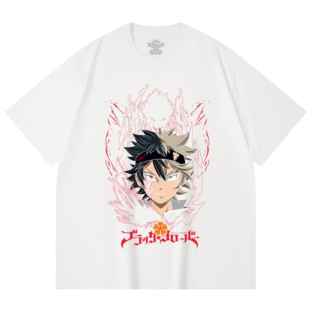 230 Gsm 100% Cotton Black Clover V4 Asta Print Unisex Heavy Cotton T Shirt