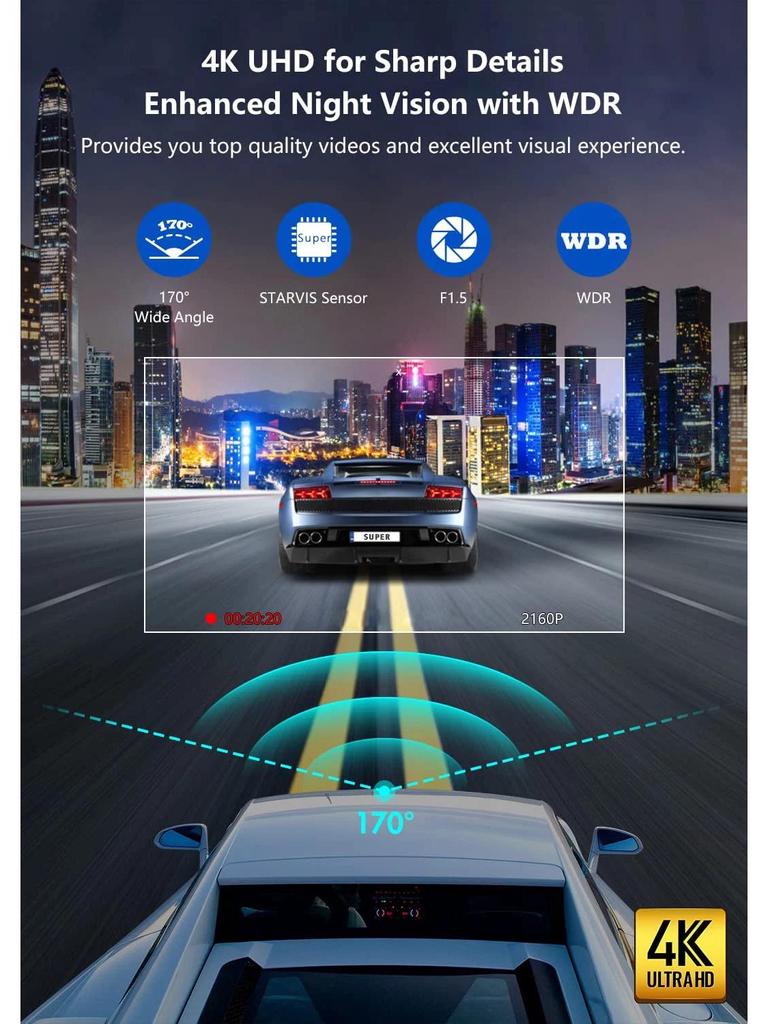 4K HD Wireless Single Lens Hidden Dashcam with WiFi