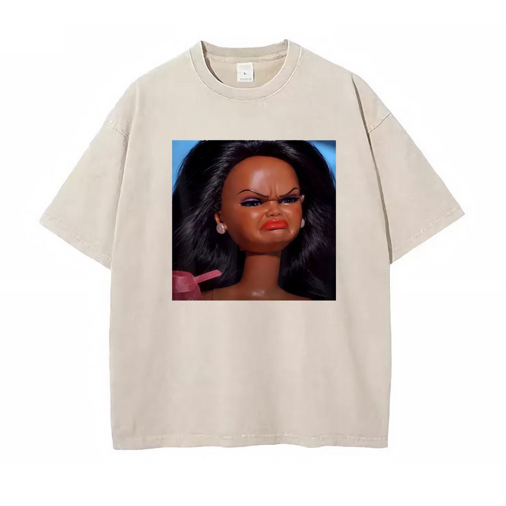 Meme Festa Bambole Grafica Meme Magliette Unisex Donna Manica Corta Gotico High Street T-shirt Cotone Lavato Vintage Larga T-shirt
