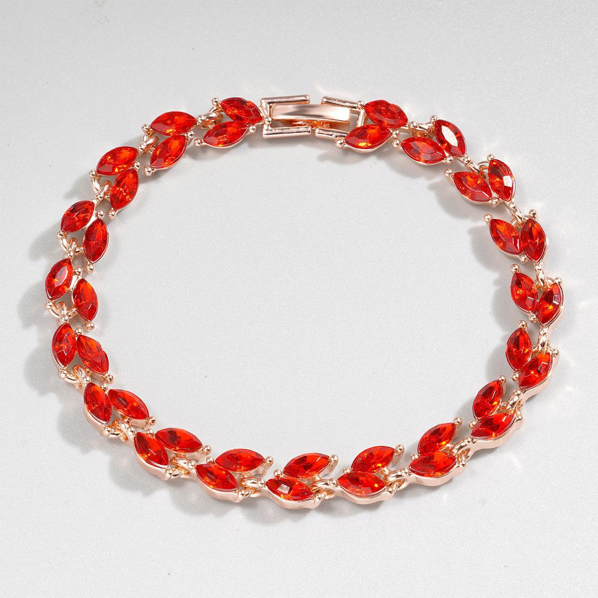 

Браслет из листьев ивы светло-зеленого циркония для женщин - европейский и американский стиль 2 розового золота