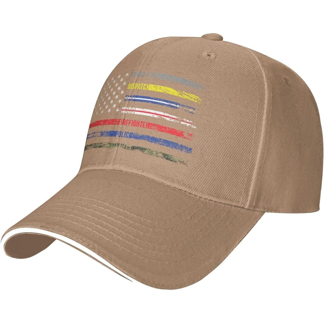 First Responder Thin Line American Flag Baseball Cap Polyester Adjustable Trucker Hat Casual Sun Hat Adjustable