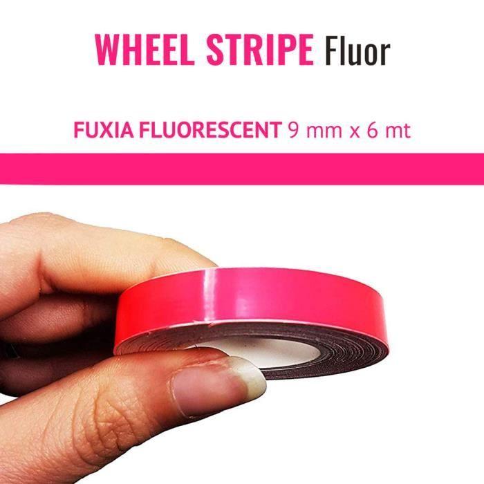 Bandes Adhésives Pour Jantes Moto - Fuchsia Fluo - 9 Mm X 6 Mt - Résistantes - Durables - Look Sportif