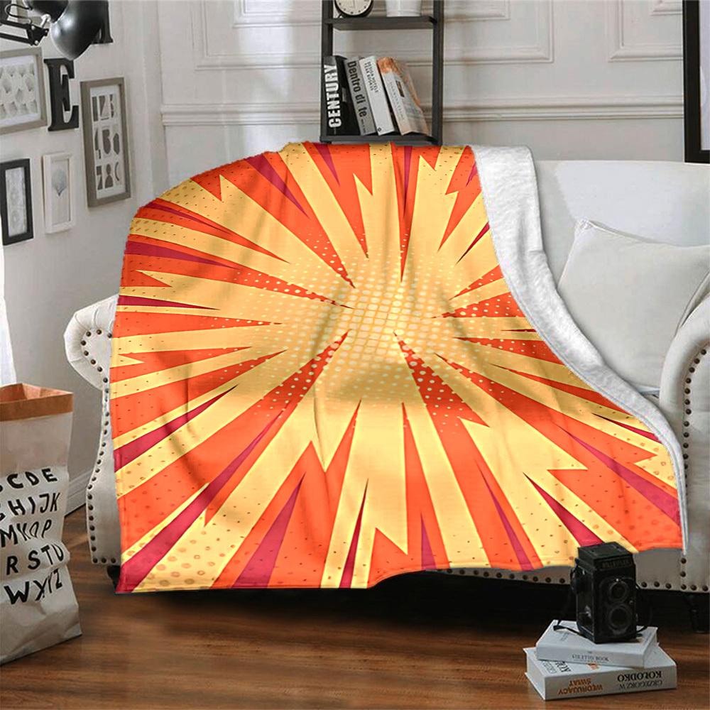 1pc Sunburst Vibrant Lightweight Flannel Blanket, Comfortable and Warm Blanket, for Office and Camping Sofa Bed, Livingroom159