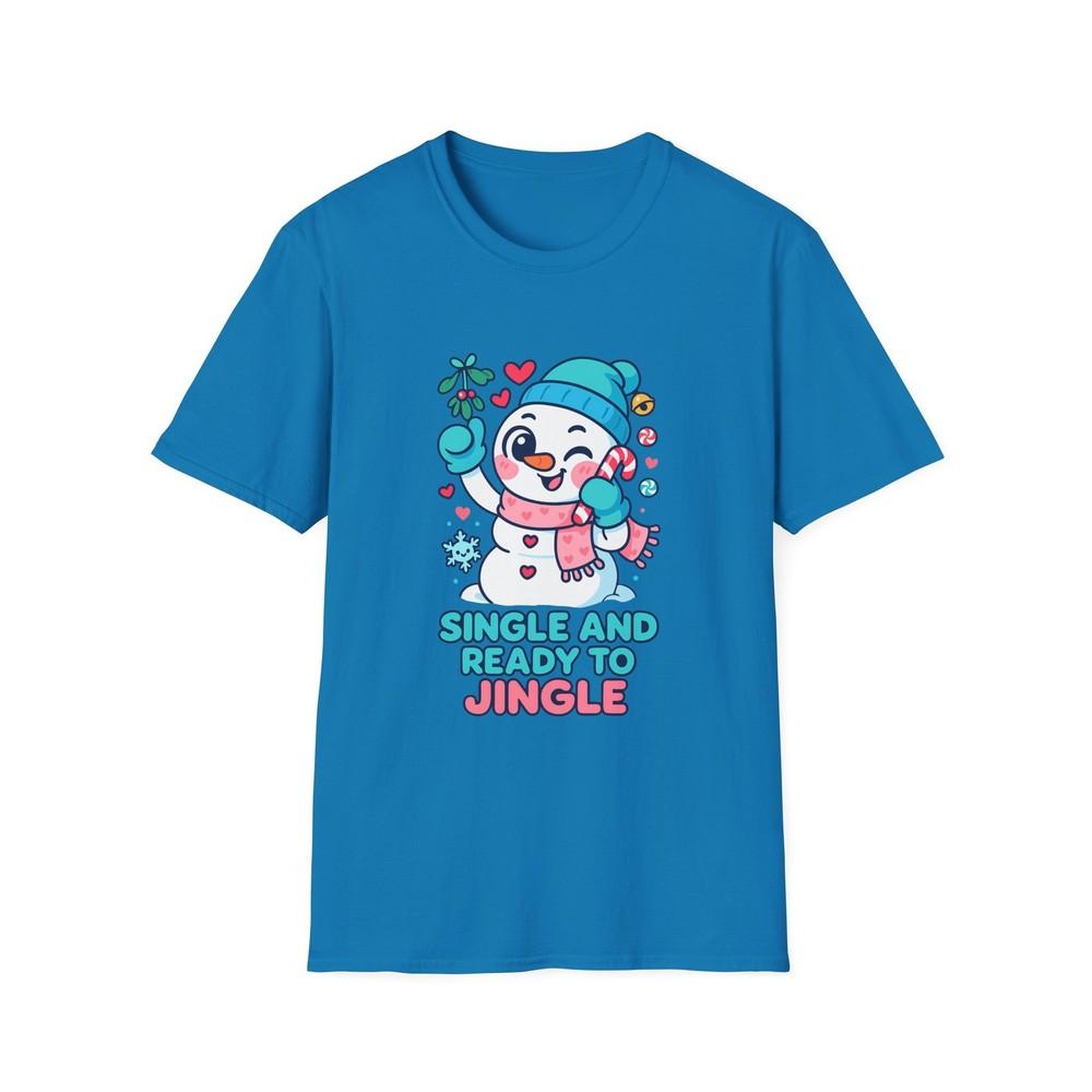 

Unisex Softstyle T-Shirt Funny Snowman Mistletoe Candy Cane Holiday Christmas L