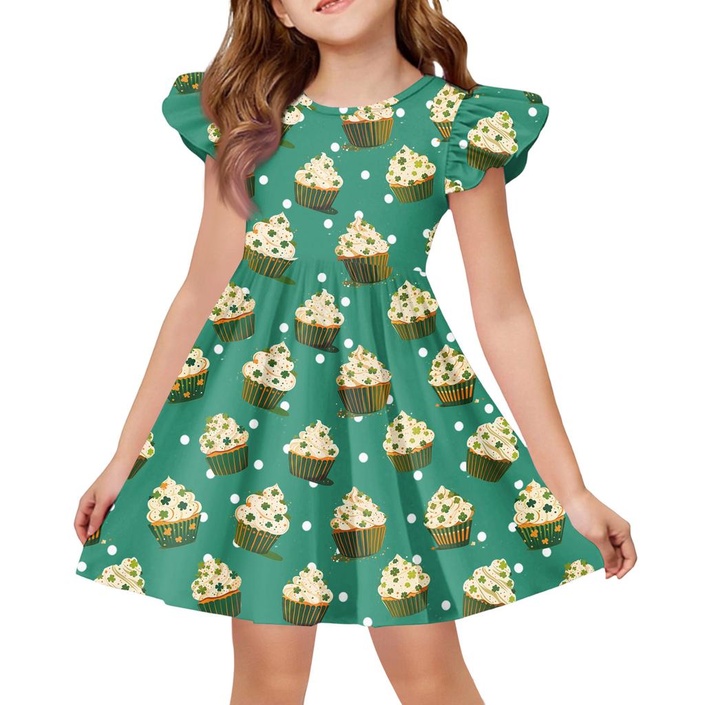 Girls' Summer Princess Dress - A-Line T-Shirt Dress St. Patrick's Day