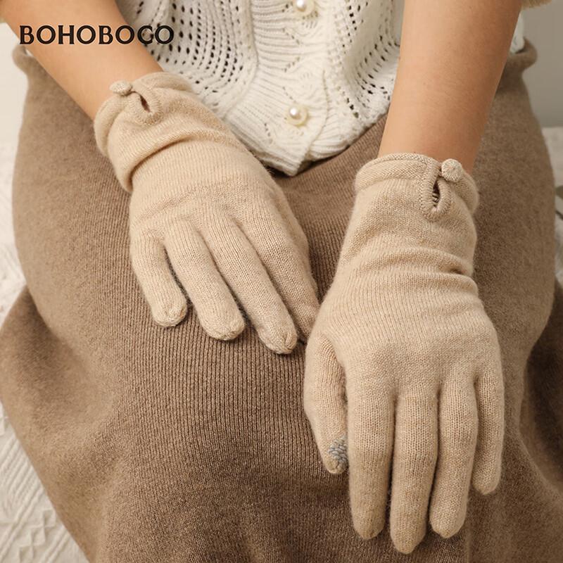 

Женские перчатки BOHOBOCO из 100% кашемира с пряжкой на запястье One Size