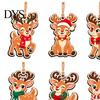 Winter Seasonal Ornaments 6Pcs Wooden Reindeer Christmas Ornament, Cute Deer Hanging Decor Tree Accessories with Jute String, Holiday Pendant for Home