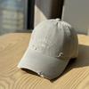 Spring/Summer New Style Distressed Letter Embroidery Soft Top Baseball Cap, Unisex, Fashionable, Casual, Versatile, High-Quality Trendy
