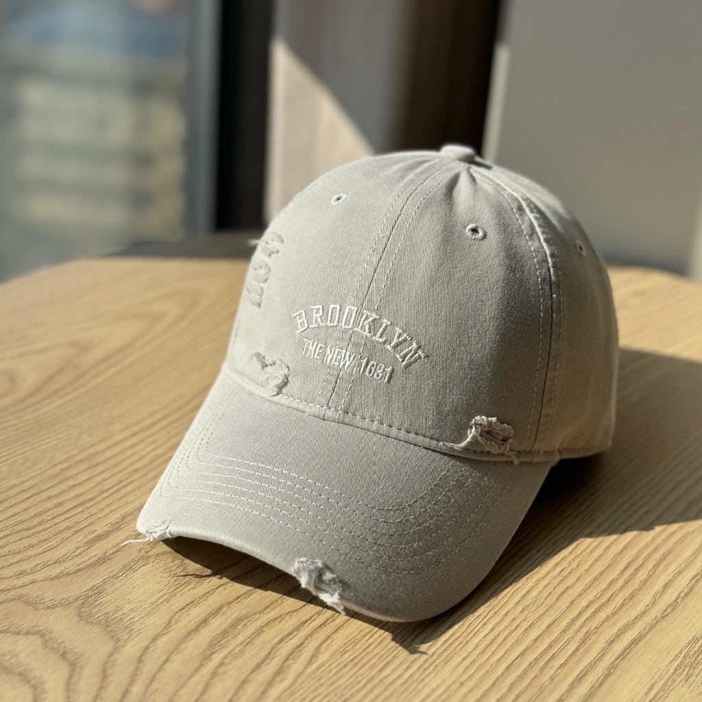 Spring/Summer New Style Distressed Letter Embroidery Soft Top Baseball Cap, Unisex, Fashionable, Casual, Versatile, High-Quality Trendy