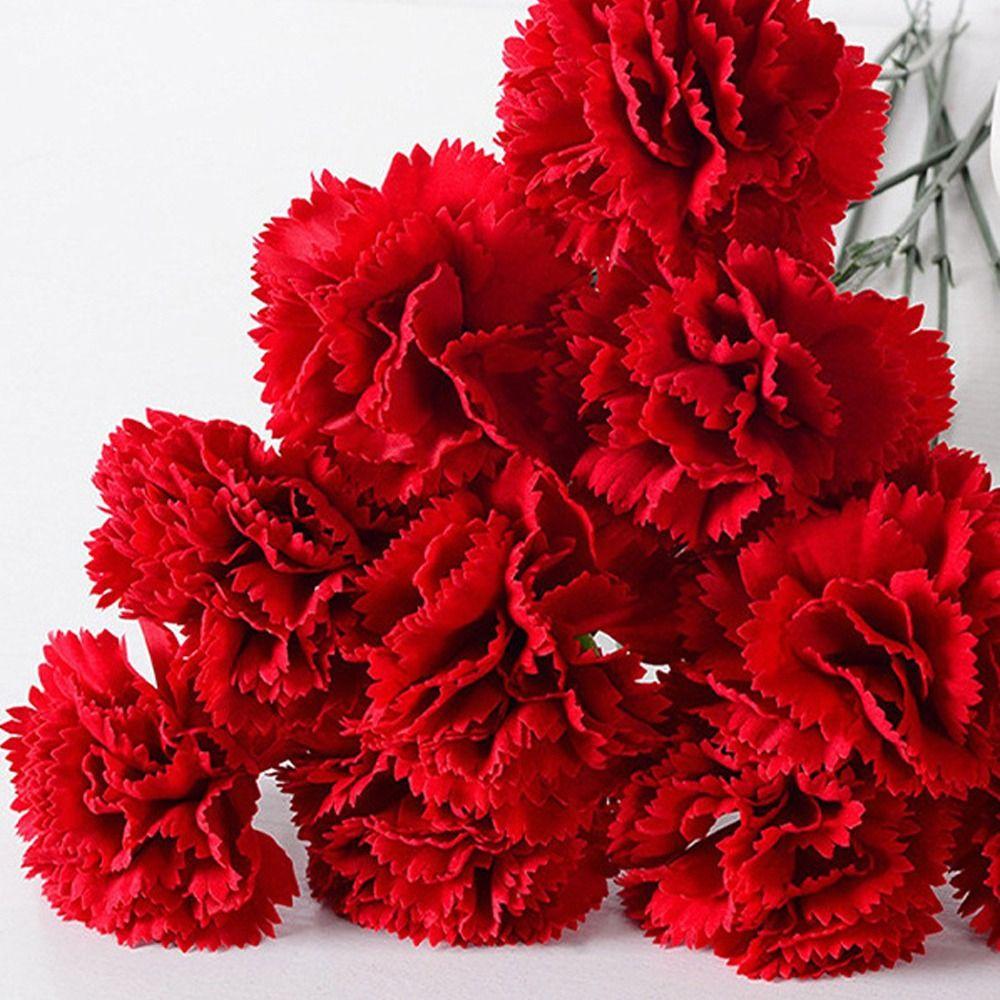 DIY Craft Artificial Red Carnations 54cm Fake Plants Simulation Carnation Flower  Garden
