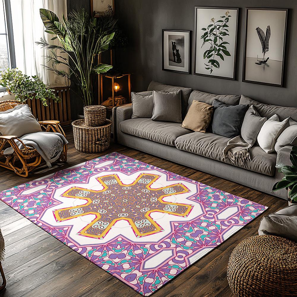 Декоративный персидский ковер Ковер в винтажном богемном стиле Нескользящий коврик для пола Современный декор для дома Моющийся коврик для прихожей Племенной узор Li 50cm x 80cm