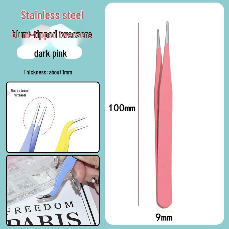 Colorful Stainless Steel Curved Tweezers for False Eyelashes and Planner Clips