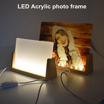 LED Işıklı Süblimasyon Akrilik Fotoğraf Çerçevesi Isı Presli Kendin Yap Ahşap Stand