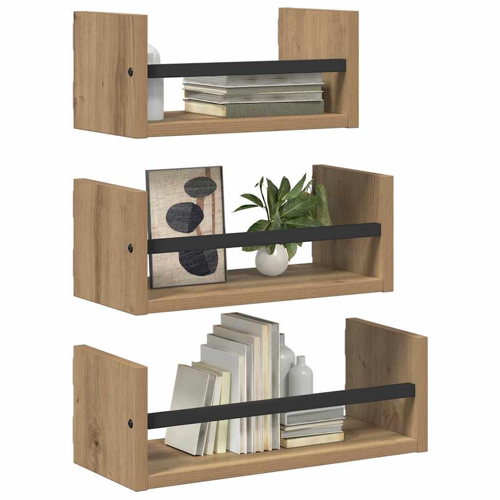 Wall Shelf Set 3 pcs Artisan Oak 40x16x14cm Engineered Wood