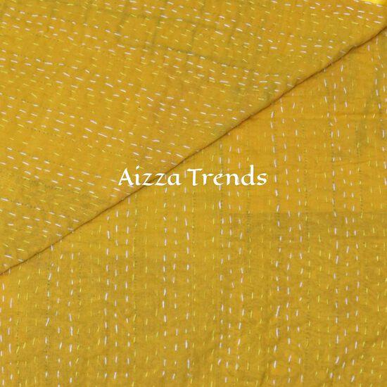 Aizza Trends Handmade Pure Cotton Patch and Patola Work Kantha Quilt - Traditional Indian Throw Blanket-Vintage Cotton Silk Saree Quilt