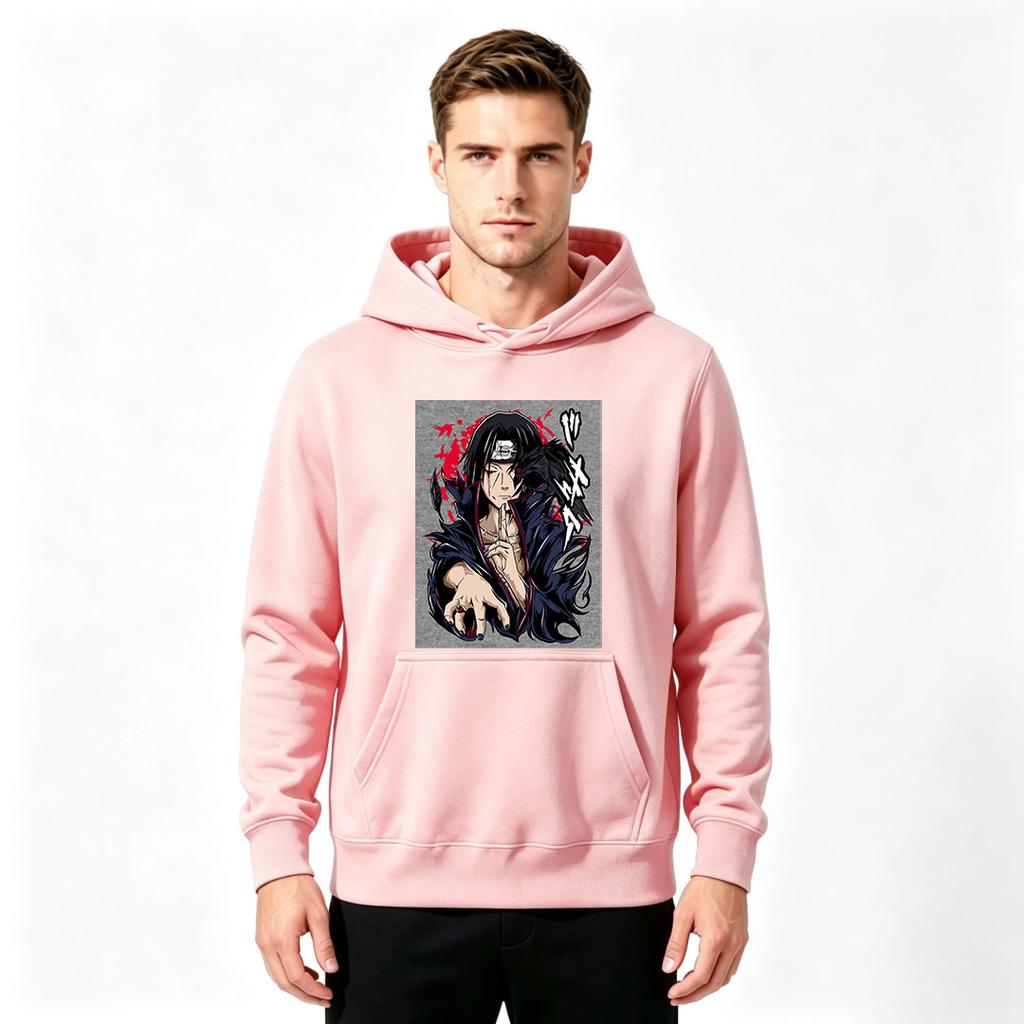 Men Anime Printed Pullover Hoodie Casual Long Sleeve Sweatshirt for Daily Wear