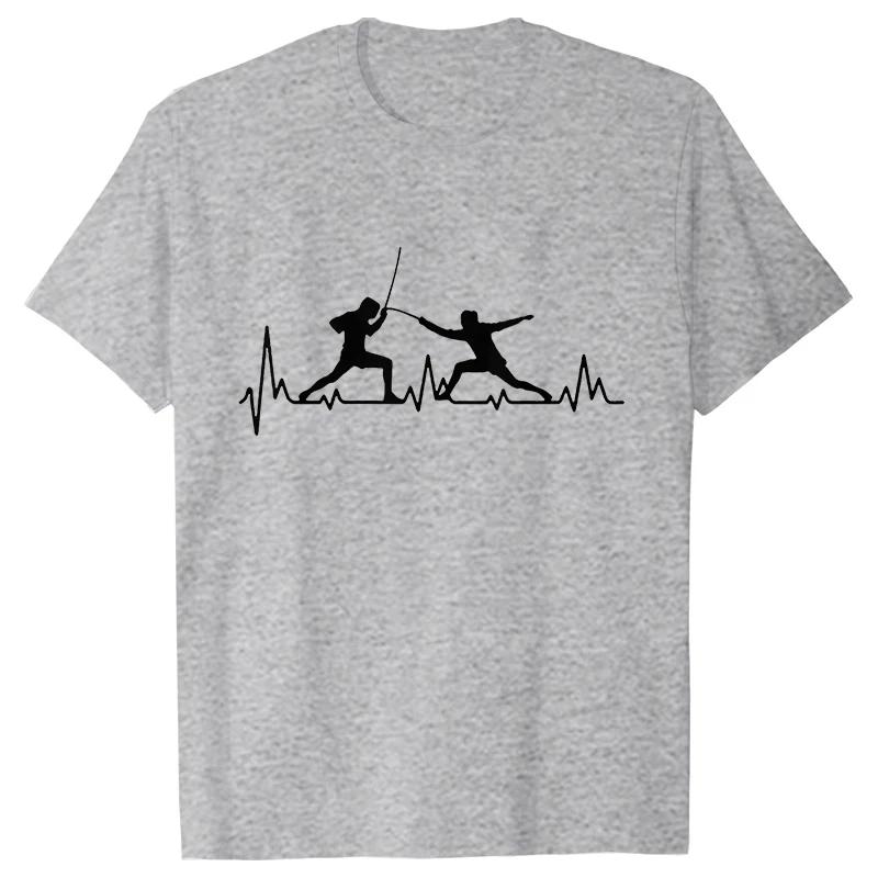 Summer Men T-Shirt Heart Beat Fencing Funny Graphic Tops Short Sleeve Tees Fencing Oversized Tshirt Cool Gift Mens Clothing