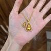 Rotating Gourd Necklace for Women, Chinese Style New Trendy Layered Pendant, New Double Gourd Clavicle Chain Trend