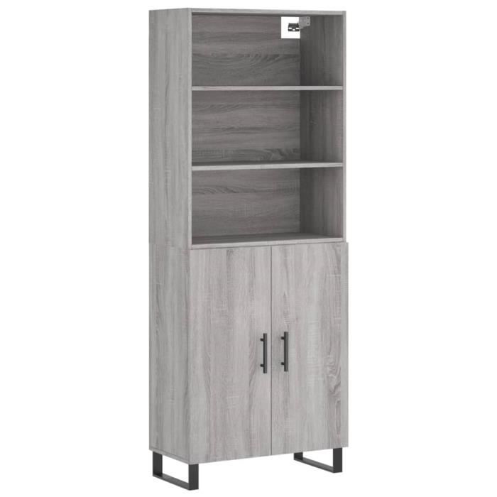 VidaXL Buffet haut Sonoma gris 69,5x34x180 cm Bois d'ingénierie 3189283