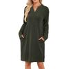 Women's  V Neck Long Sleeve Loose Fit Casual Tunic Dress with Pockets for Daily Wear