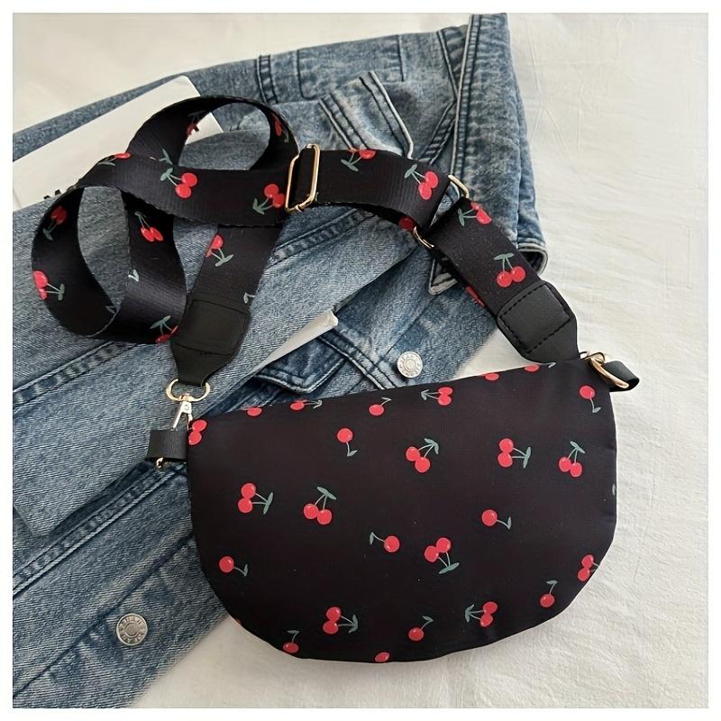 1pc Women'S Crossbody Bag Lightweight, Versatile, And Fashionable Cherry Print Waist Bag Featuring a Zipper Closure And an Adjustable Strap