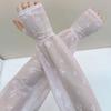 Summer Long Fingerless Gloves Women Sun Protection Thin Lace Mesh Sleeves Gloves Sunscreen Uv Breathable Driving Arm Sleeves