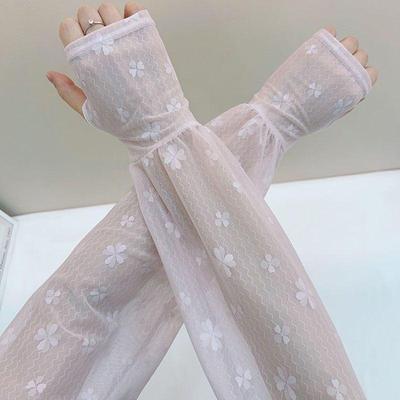 Summer Long Fingerless Gloves Women Sun Protection Thin Lace Mesh Sleeves Gloves Sunscreen Uv Breathable Driving Arm Sleeves